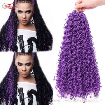 Hot sell Synthetic curly Zizi Crochet Braids Hair 20inch Pure Black Pink Purple 3x Box Braid Pink Hair Extension 3x braids